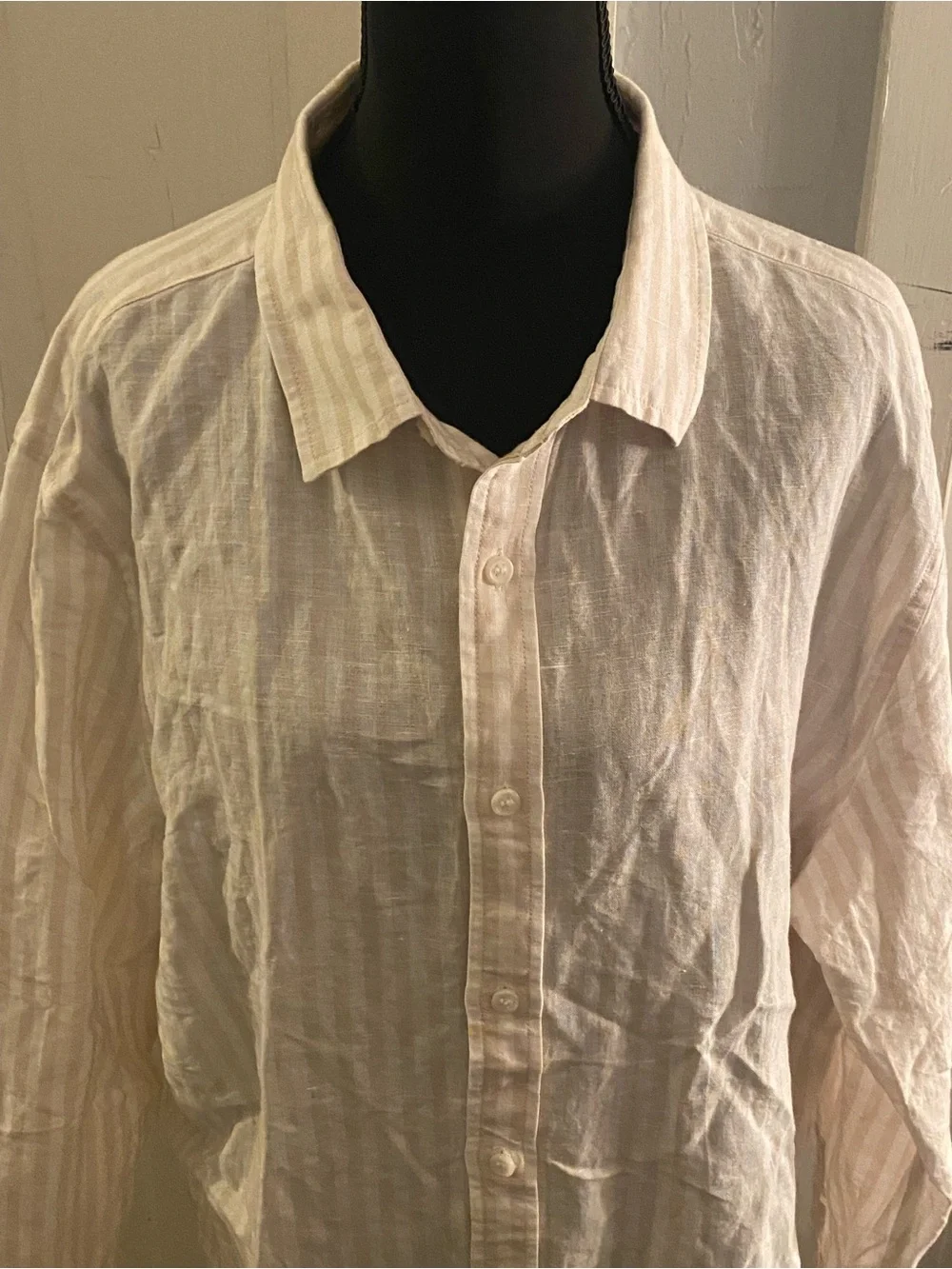 Banana Republic Light Cream Stripe Button-Down Shirt